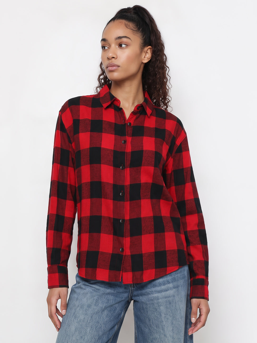 Red/Black Oversized Checked Shirt