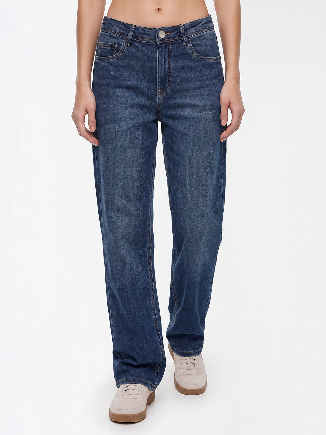 Women Blue High-Rise Crop Flare Jeans