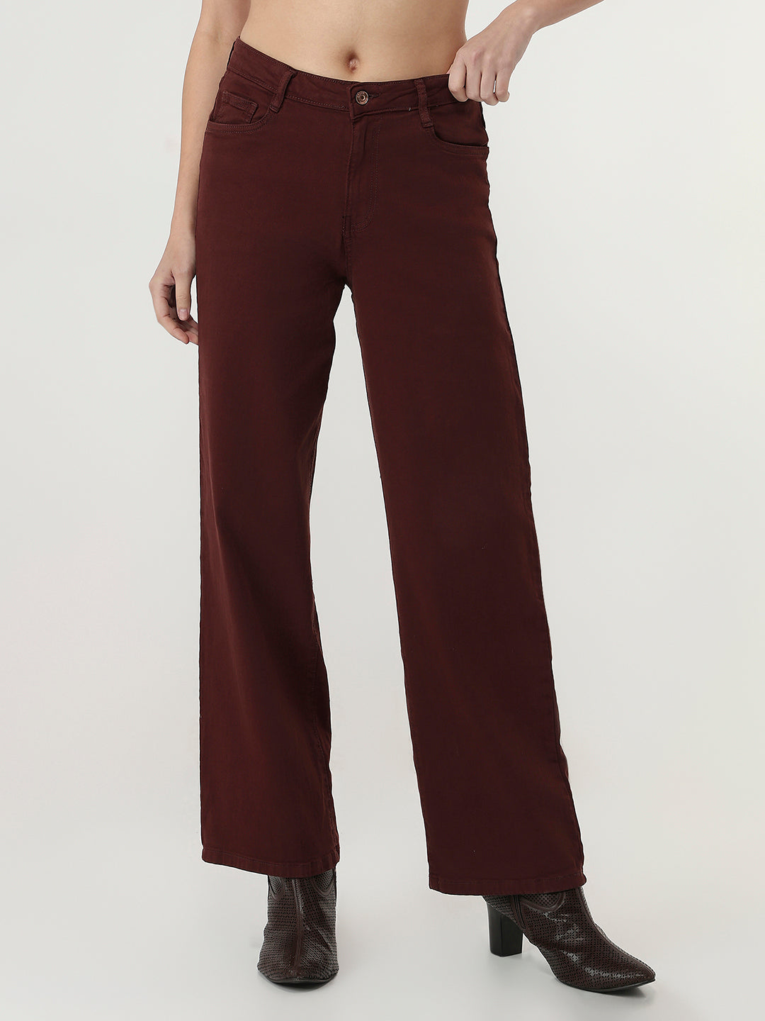 Women Sepia High-Rise Wide Leg Jeans