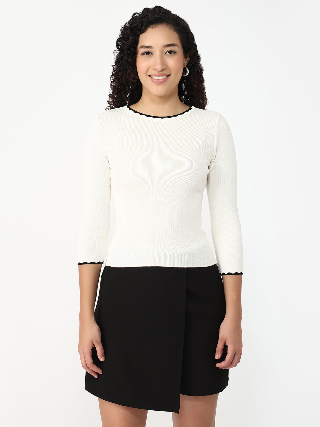 Women White Slim Fit Flat Knit