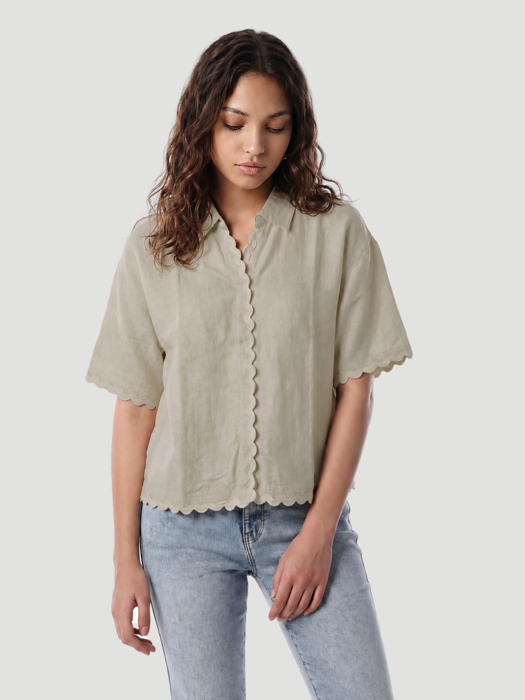 Women Natural Crop Shirt