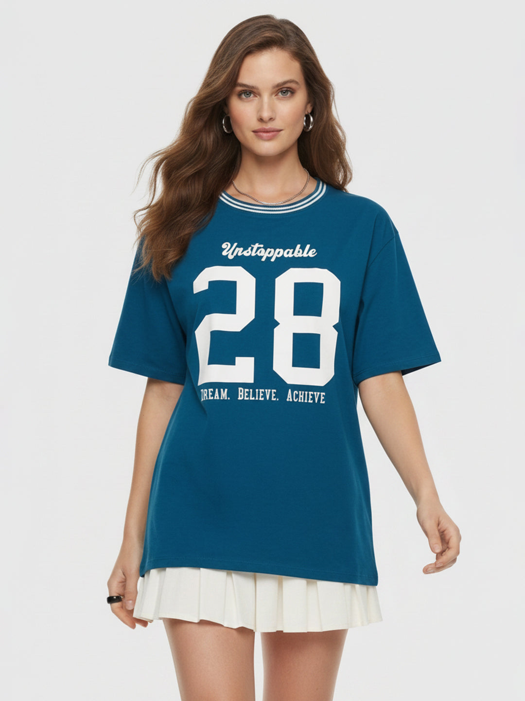 Women Teal Oversized T-Shirt