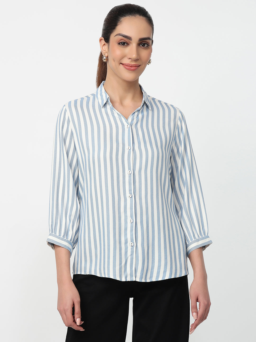 Women Blue/White Stipped Shirt