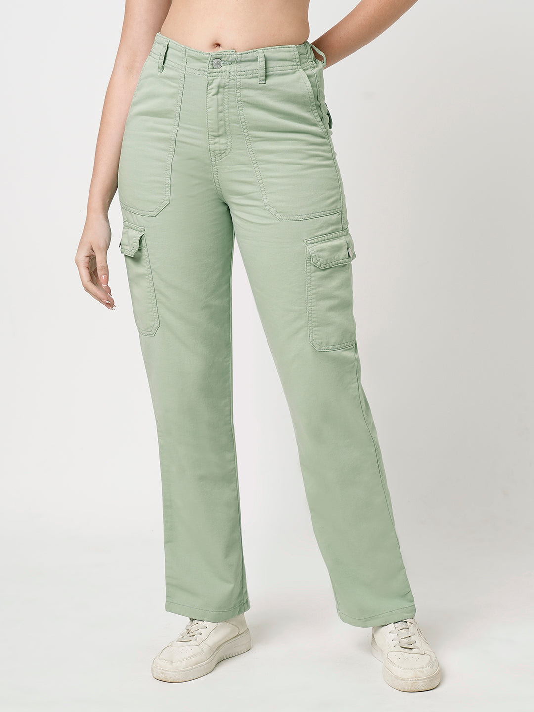 Women Mint High-Rise Cargo