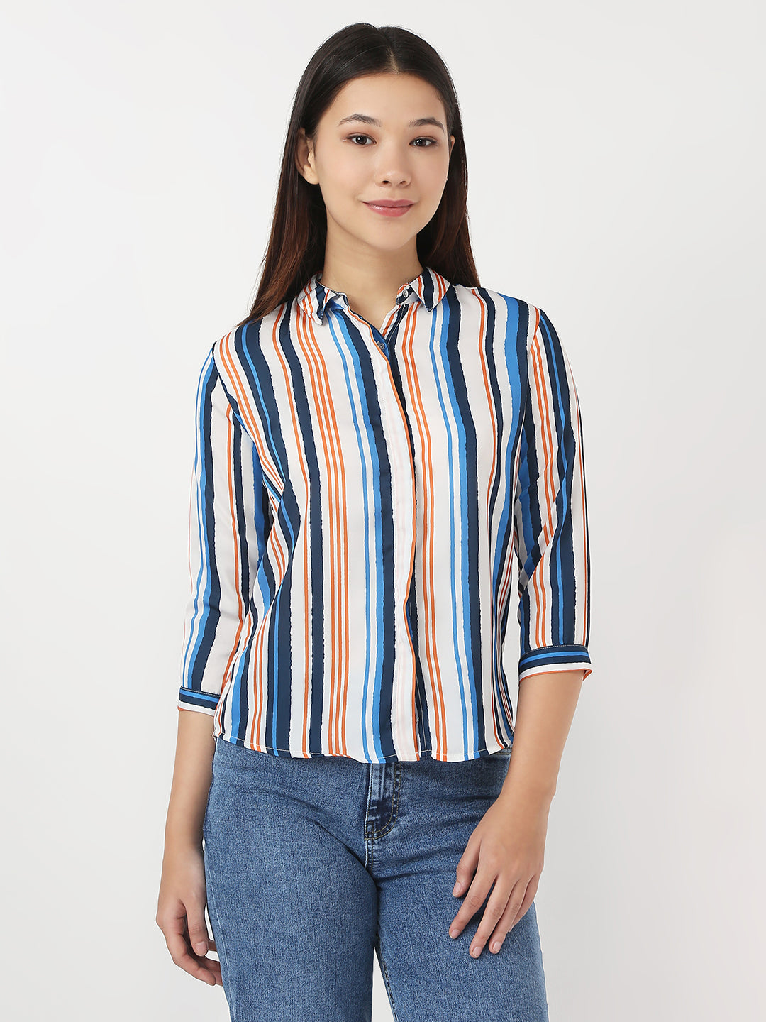 Women Multi Slim Stripe Shirt