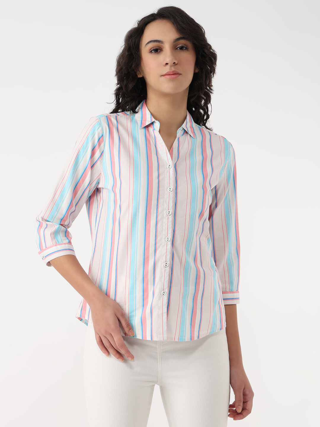 Women Multi Slim Stripe Shirt