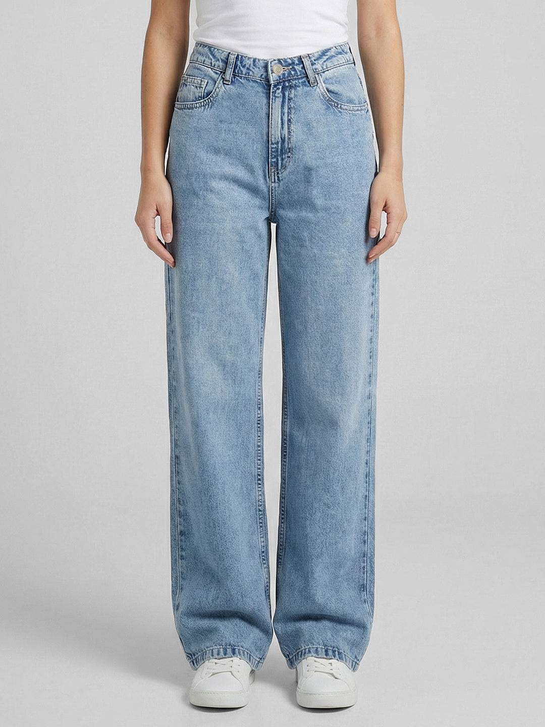 Women Blue High-Rise Wide Leg Jeans