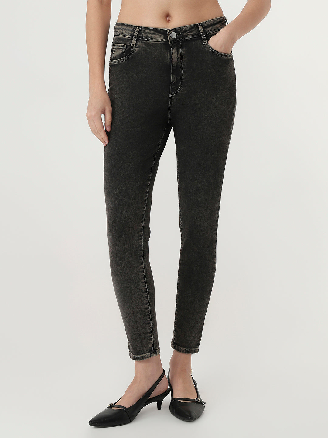Women Grey High-Rise Skinny Jeans