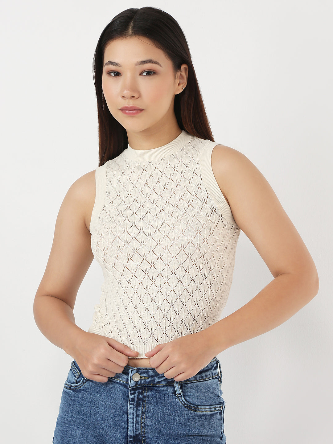 Women Ivory Slim Tank Top