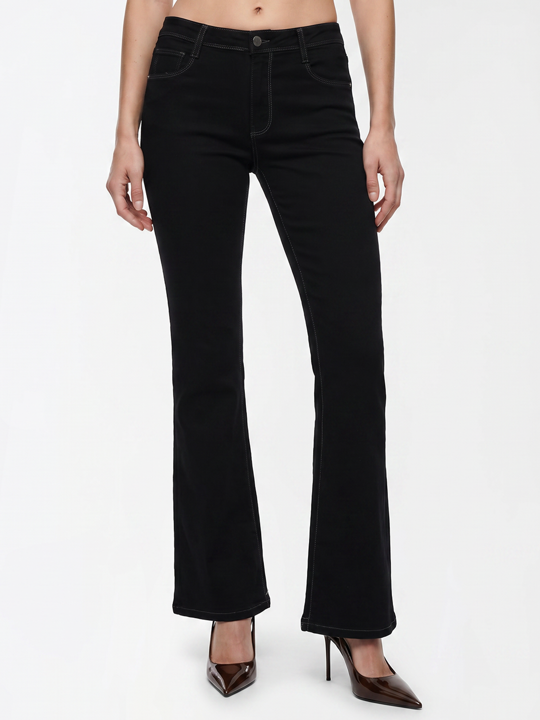 Women Black High-Rise Flare Jeans
