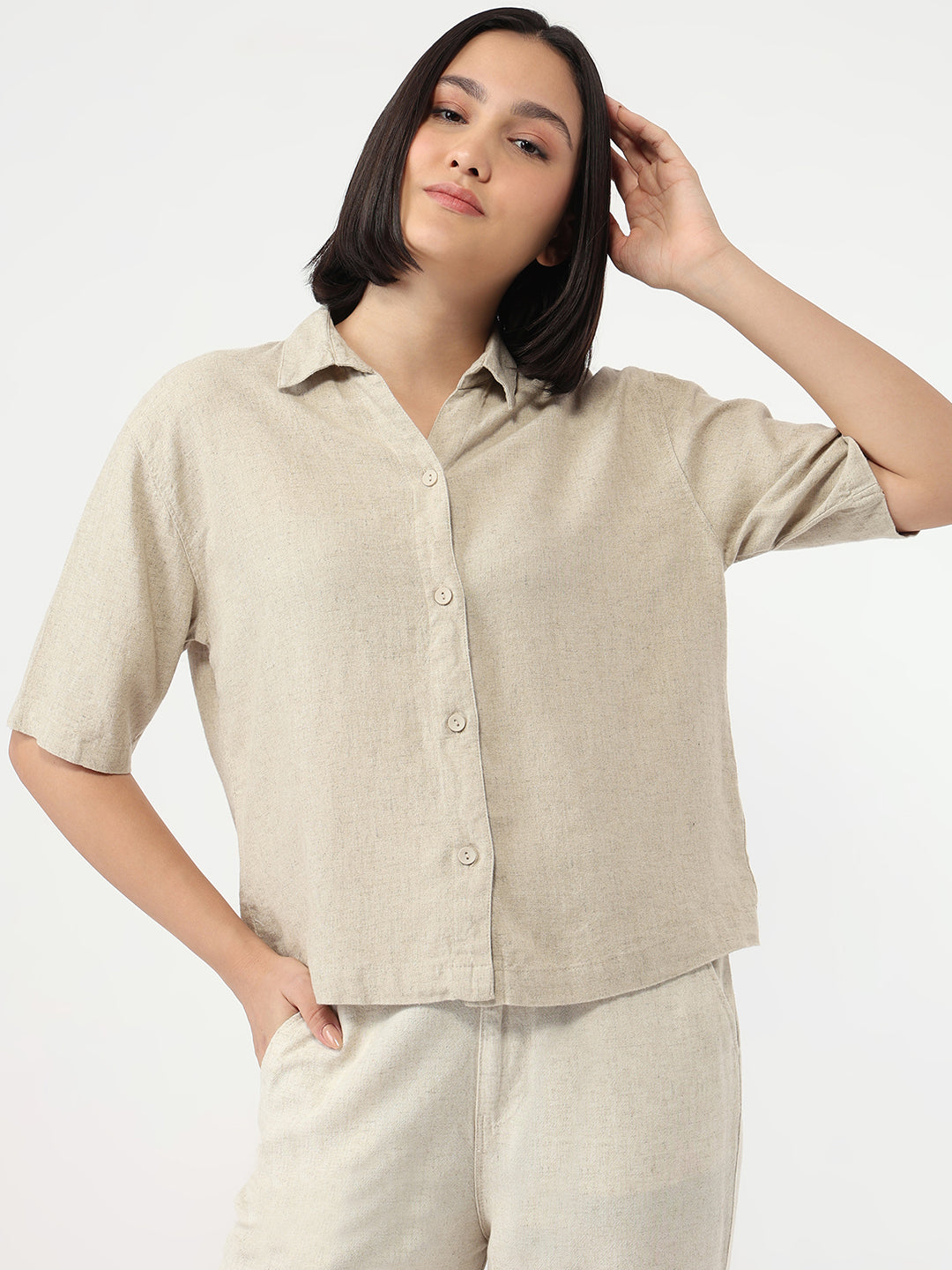 Women Dark Natural Crop Shirt