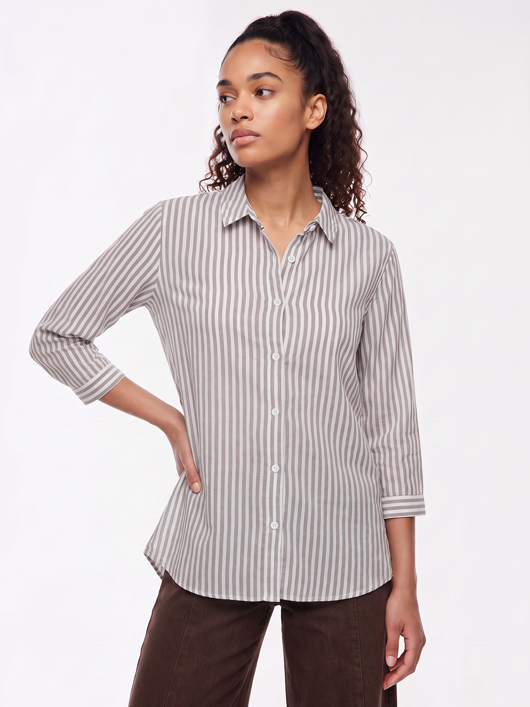 Brown/White Stripe Shirt