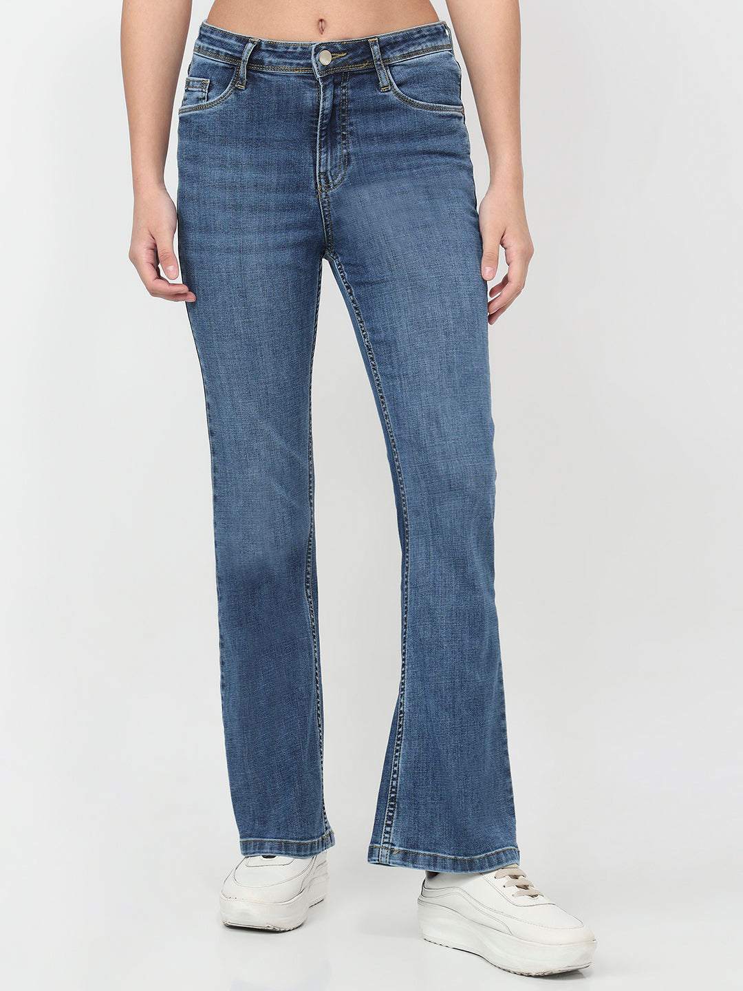 Women Blue High-Rise Flare Jeans