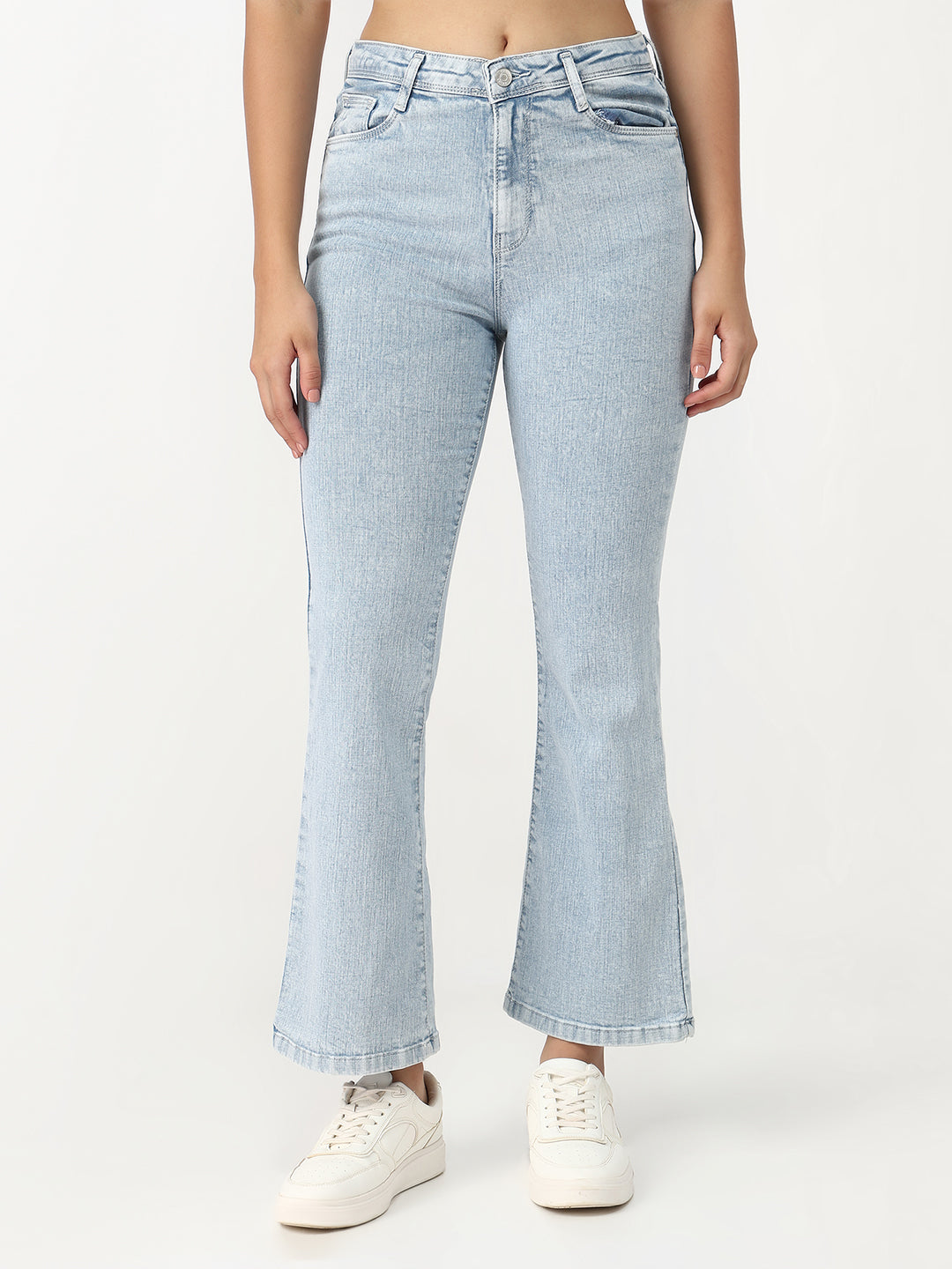 Light Blue High-Rise Mini Flare Jeans