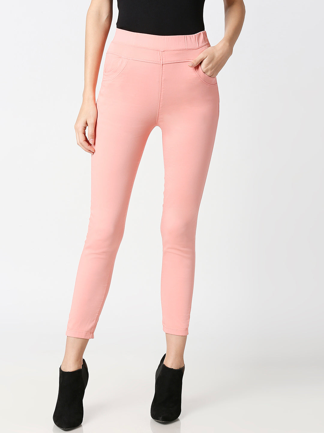 Women Blush Pink Super High-Rise Jegging