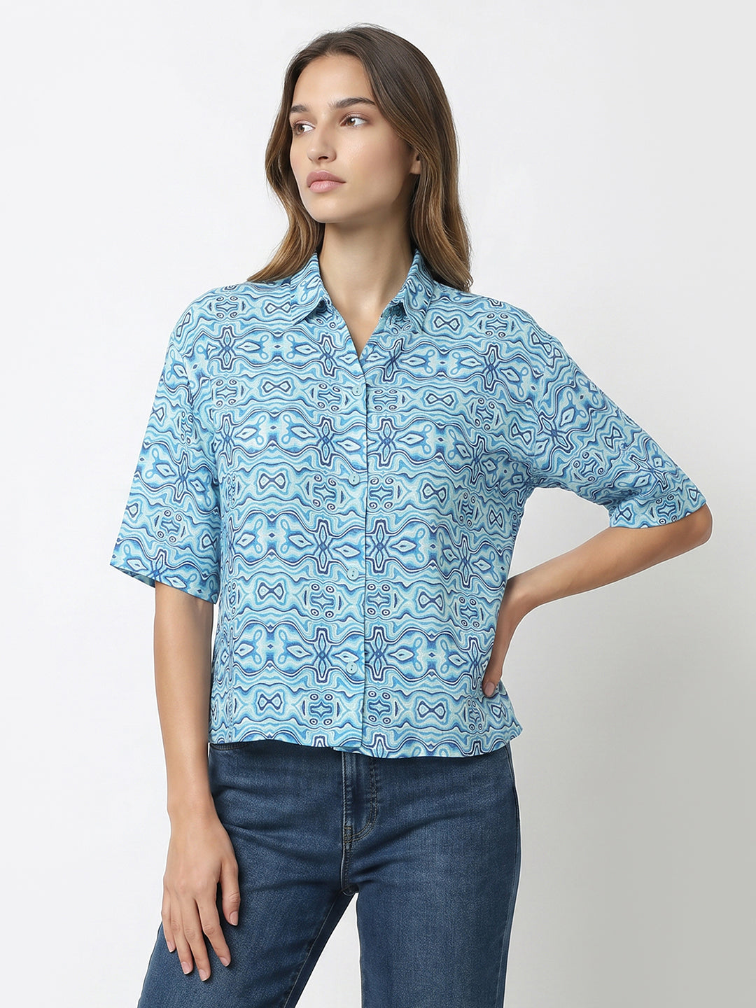Women Kaleidoscope Crop Shirt