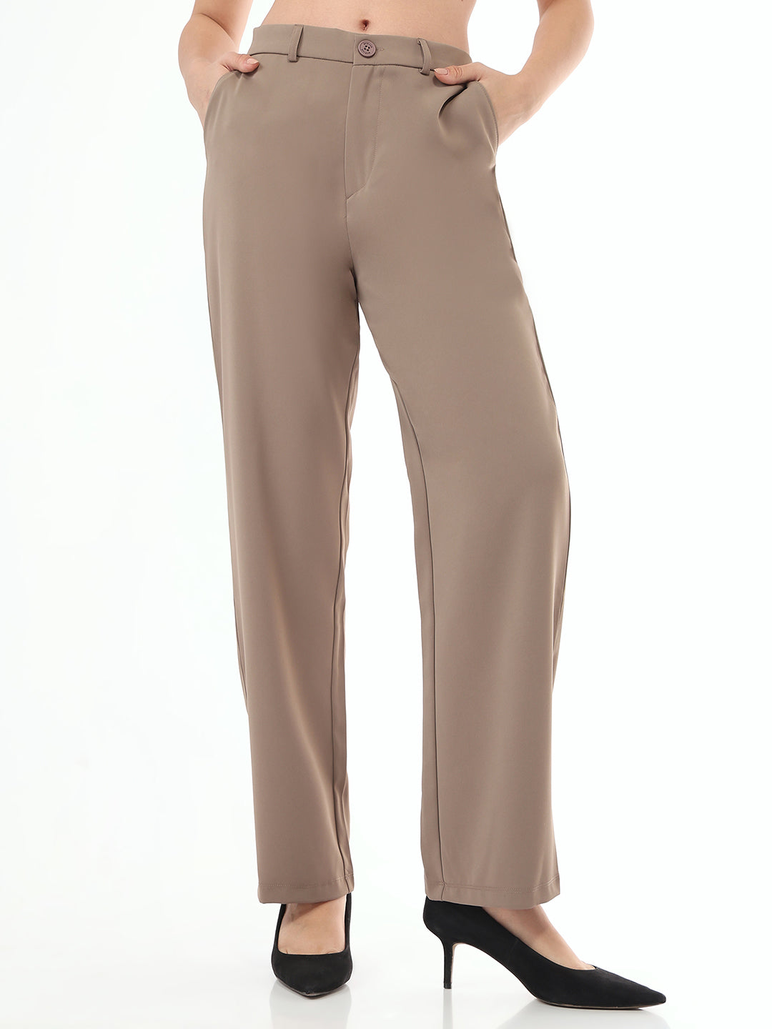 Women Stone Mid-Rise Korean Pants