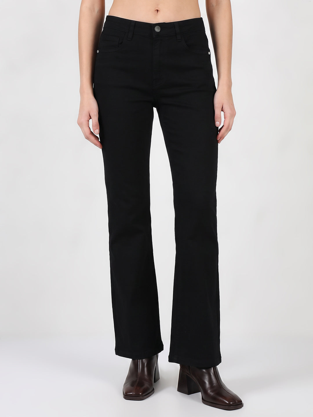 Women Black High-Rise Slim Straight Fit Jeans