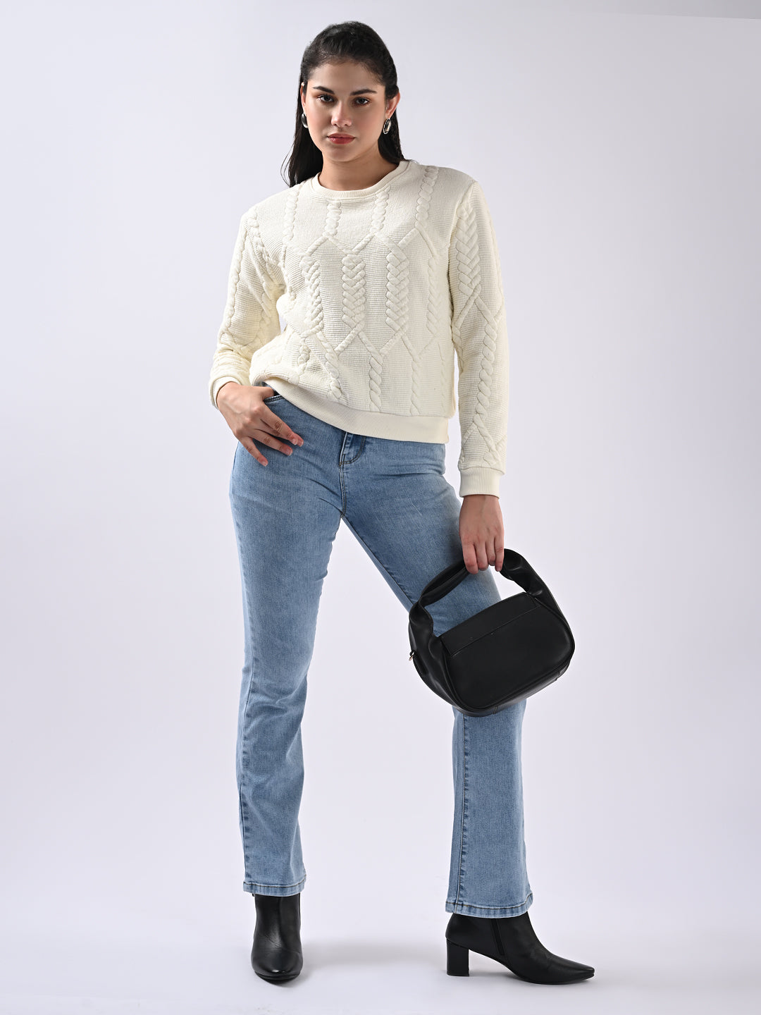Women Self Design Sweater