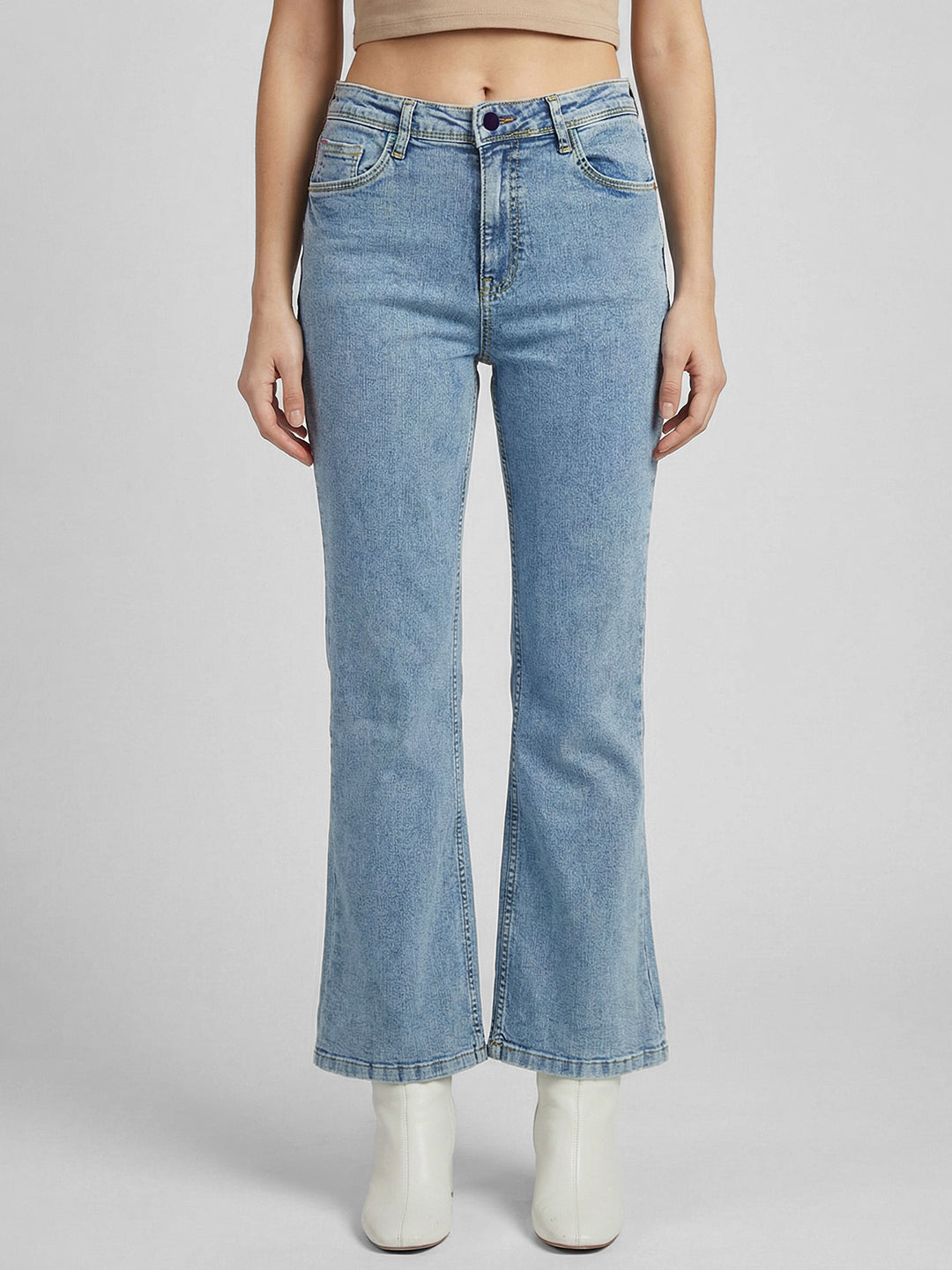 Women Blue High-Rise Flare Jeans