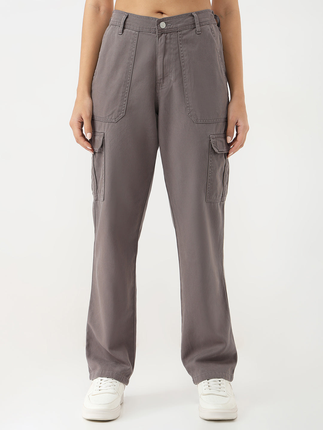 Women Grey High-Rise Cargo