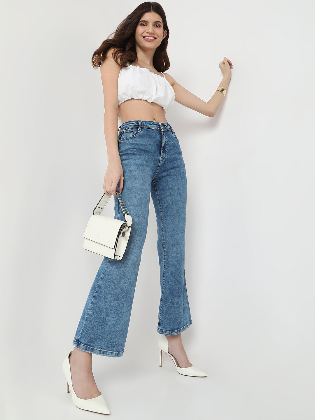 Women Blue High-Rise Flare Jeans