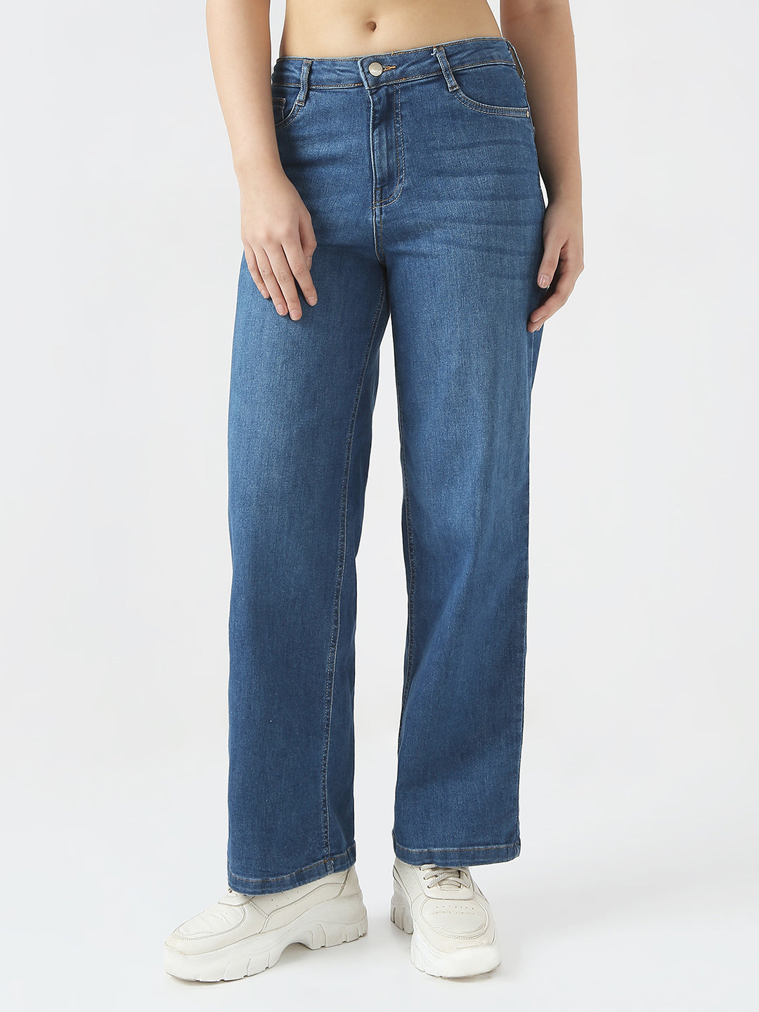 Women High Rise Wide Leg Jeans