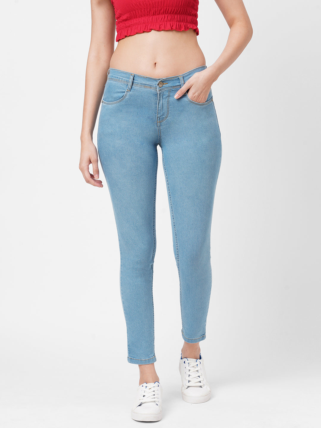Women Blue Mid-Rise Skinny Jeans