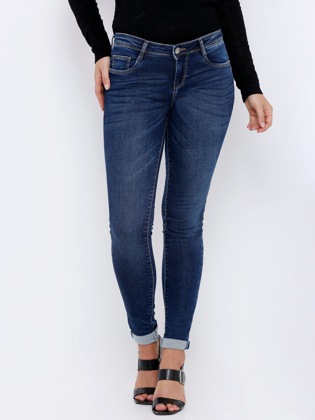 Women Dark Blue High-Rise Skinny Jeans
