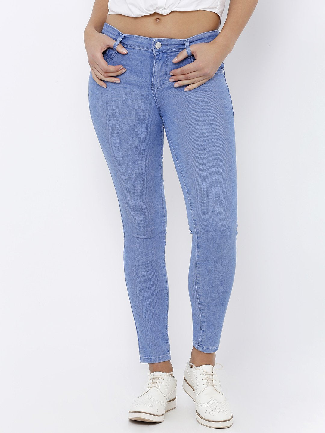 Women Blue High-Rise Crop Length Skinny Jeans