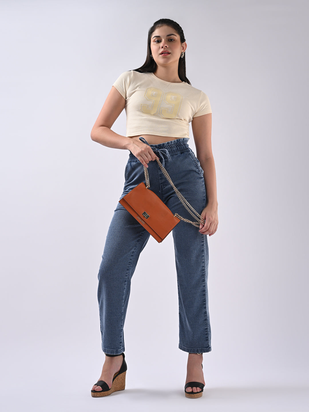 Women Blue High-Rise Joggers
