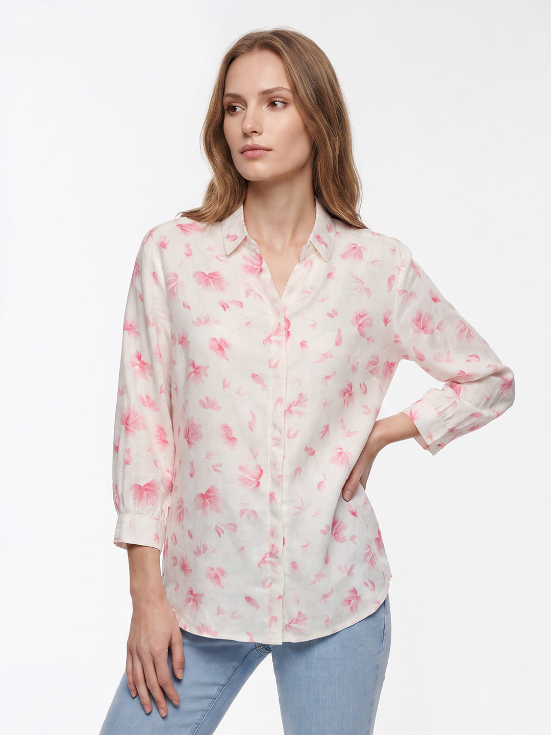 Women Pink Floral Shirt