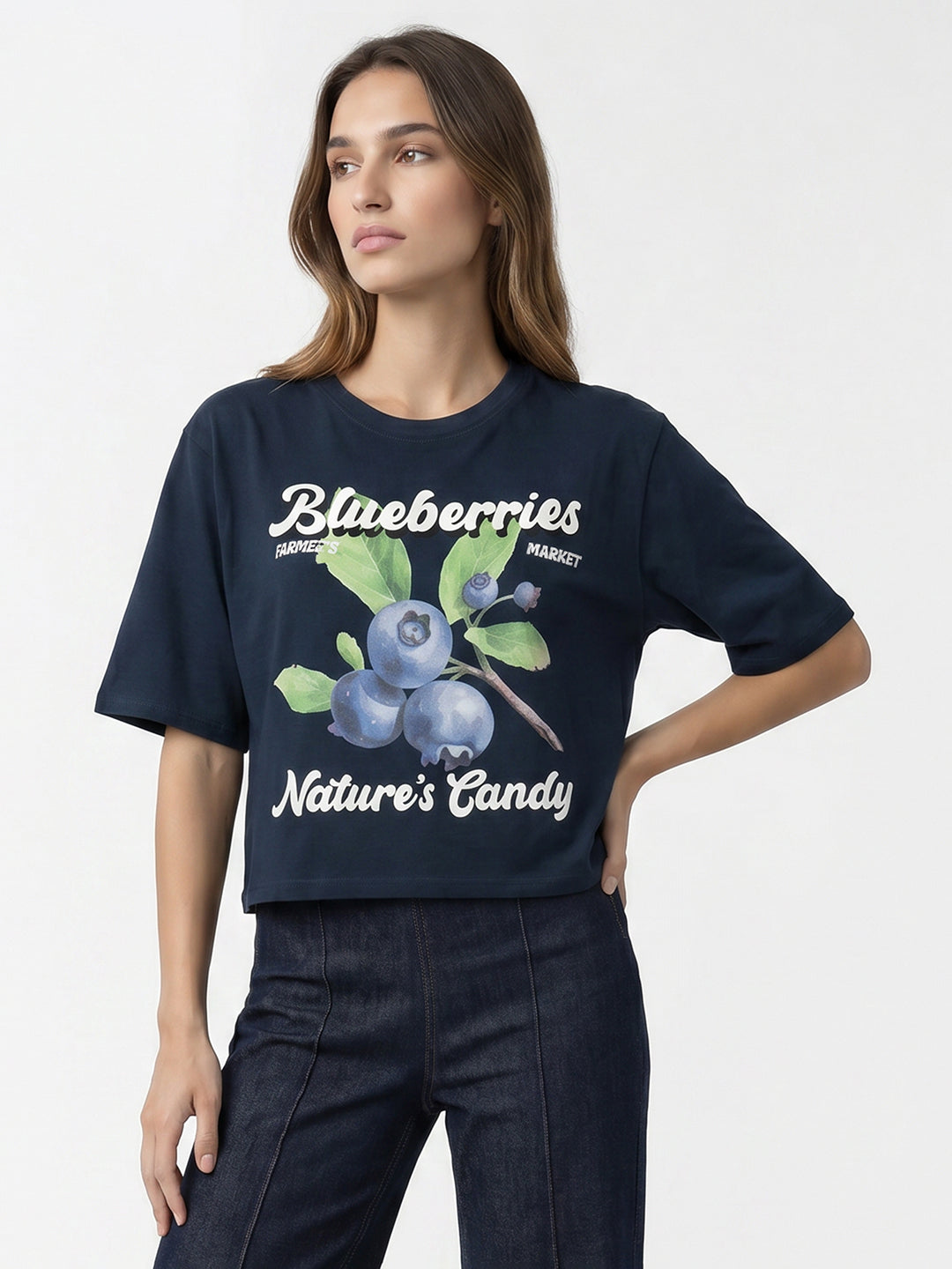 Women Airforce Graphic Print Crop Tees