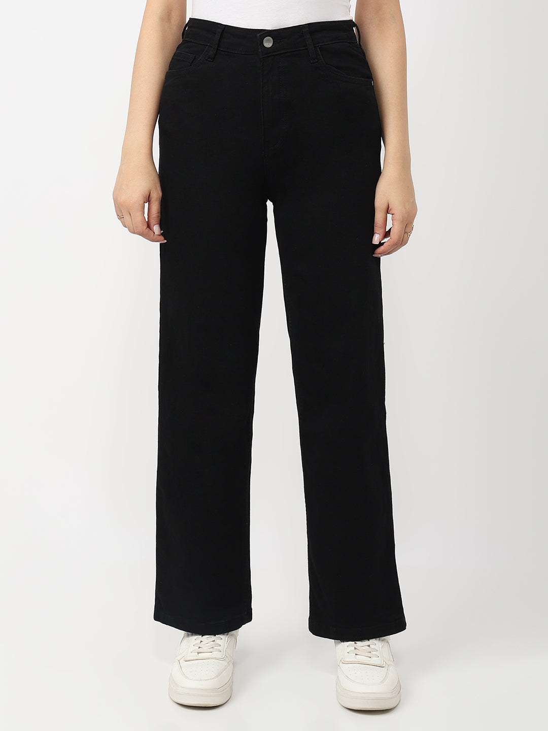 Black High-Rise Straight Fit Jeans