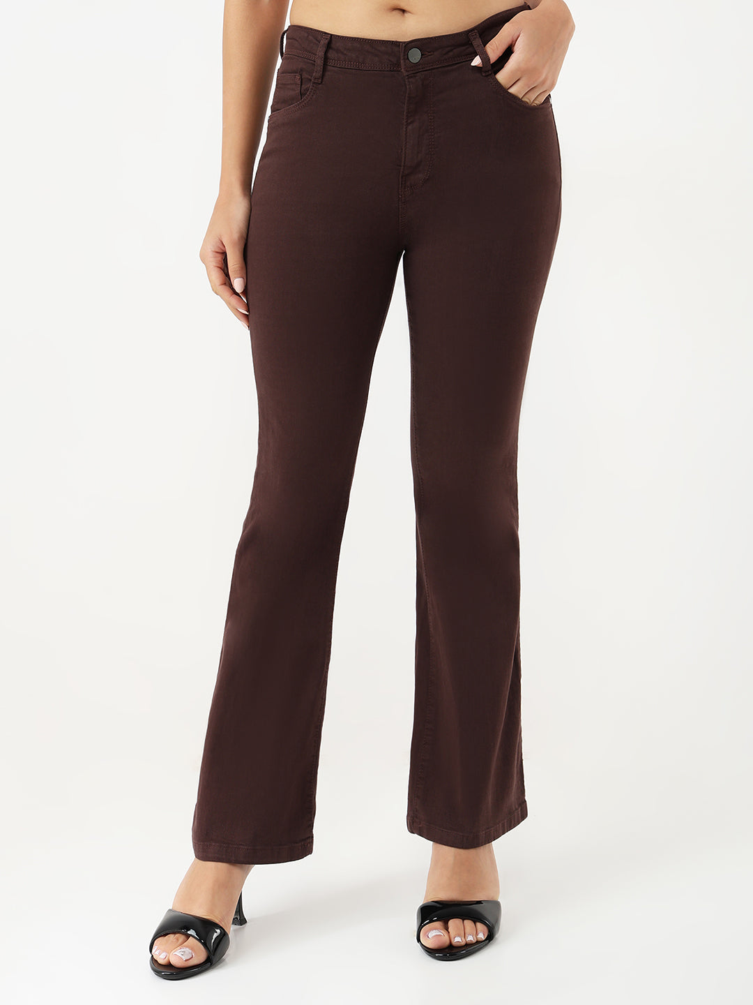 Women Sepia High-Rise Flare Jeans