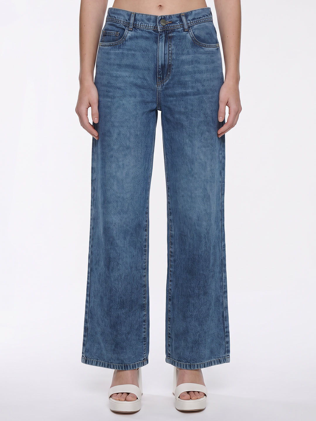 Blue High-Rise Super Wide Leg Jeans