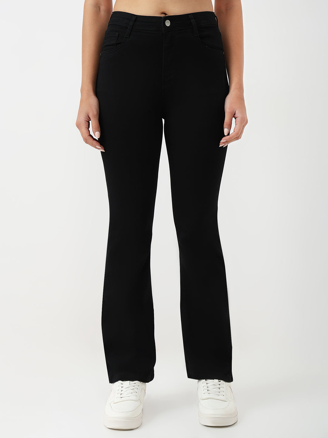 Women Solid High-Rise Flare Jeans