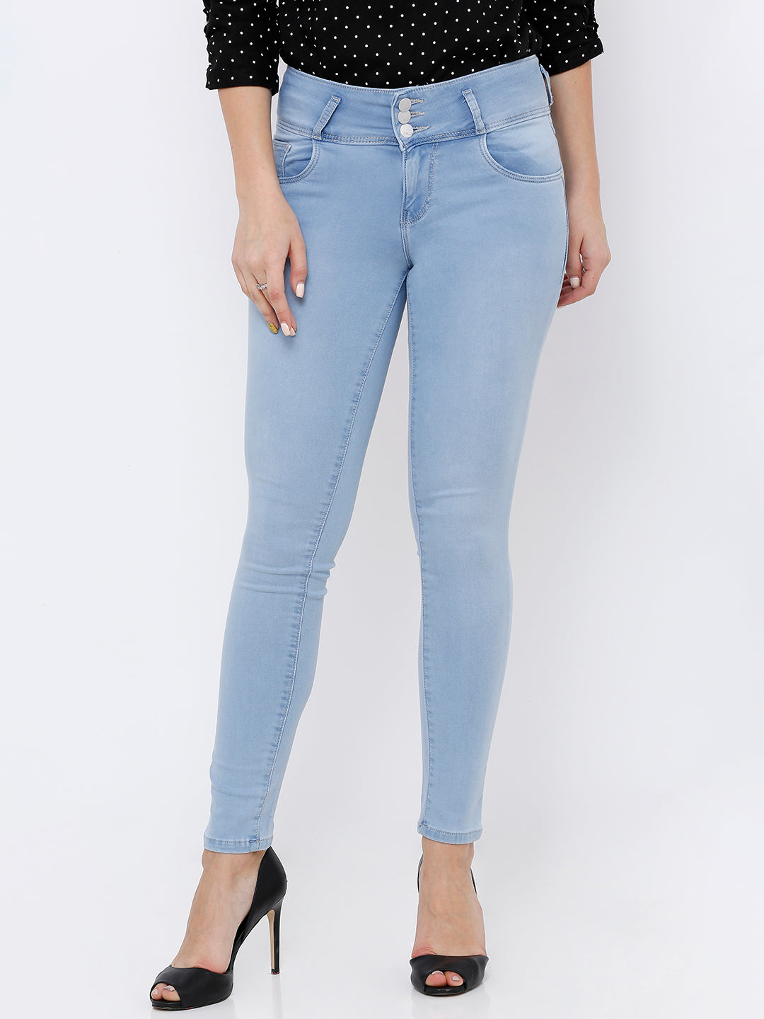 Women Light Blue High-Rise Skinny Jeans