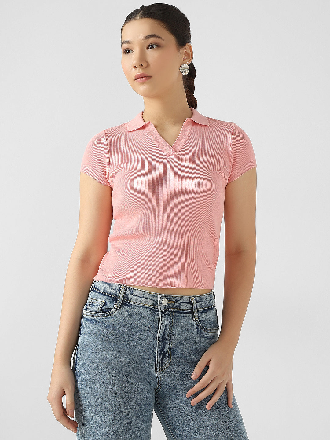 Women Ribbed Flat Knit Top