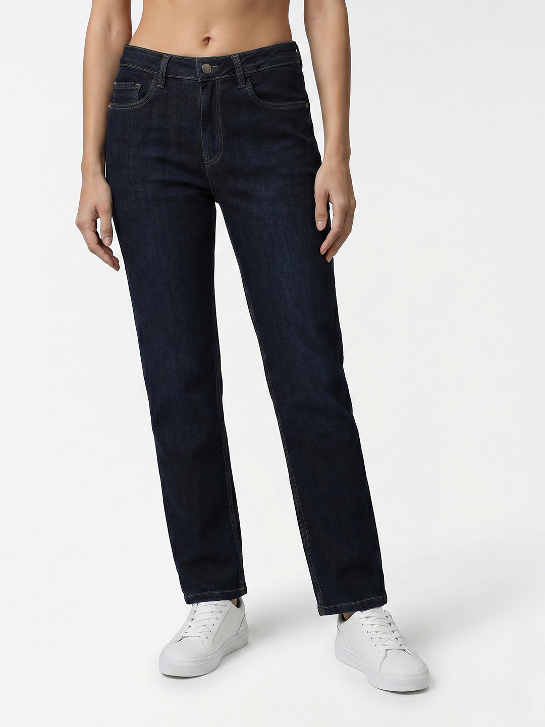 Women Dark Blue Slim Straight Fit Jeans