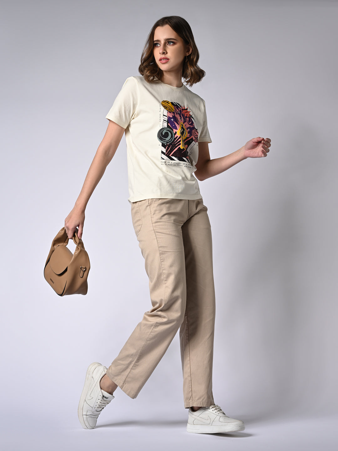 Women Oatmilk High-Rise Straight Fit Pants