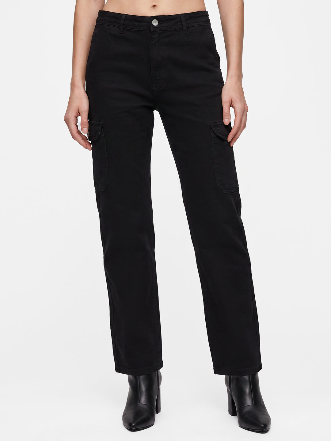 Women Black Mid-Rise Cargo