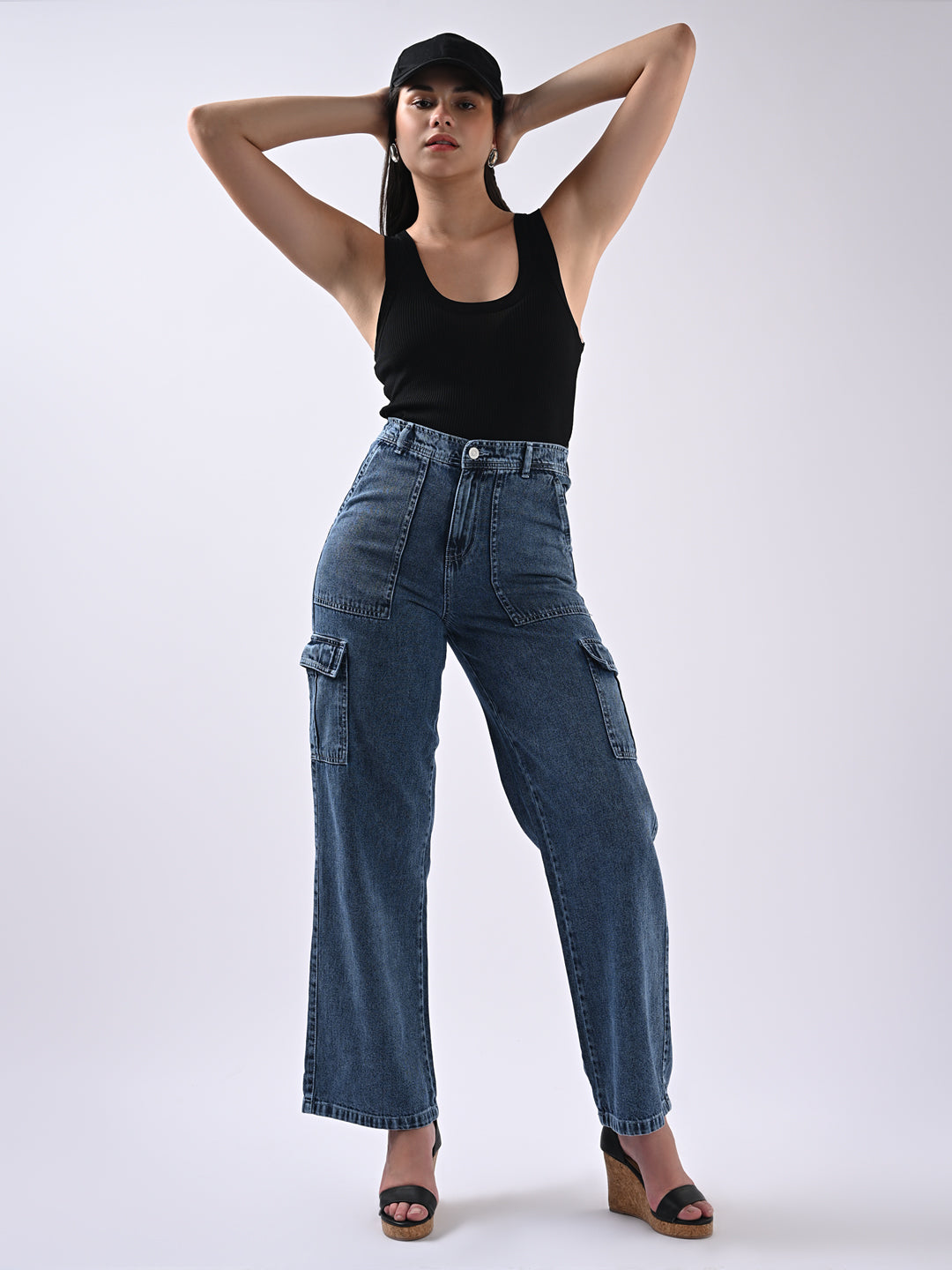 Women High-Rise Loose Fit Cargo