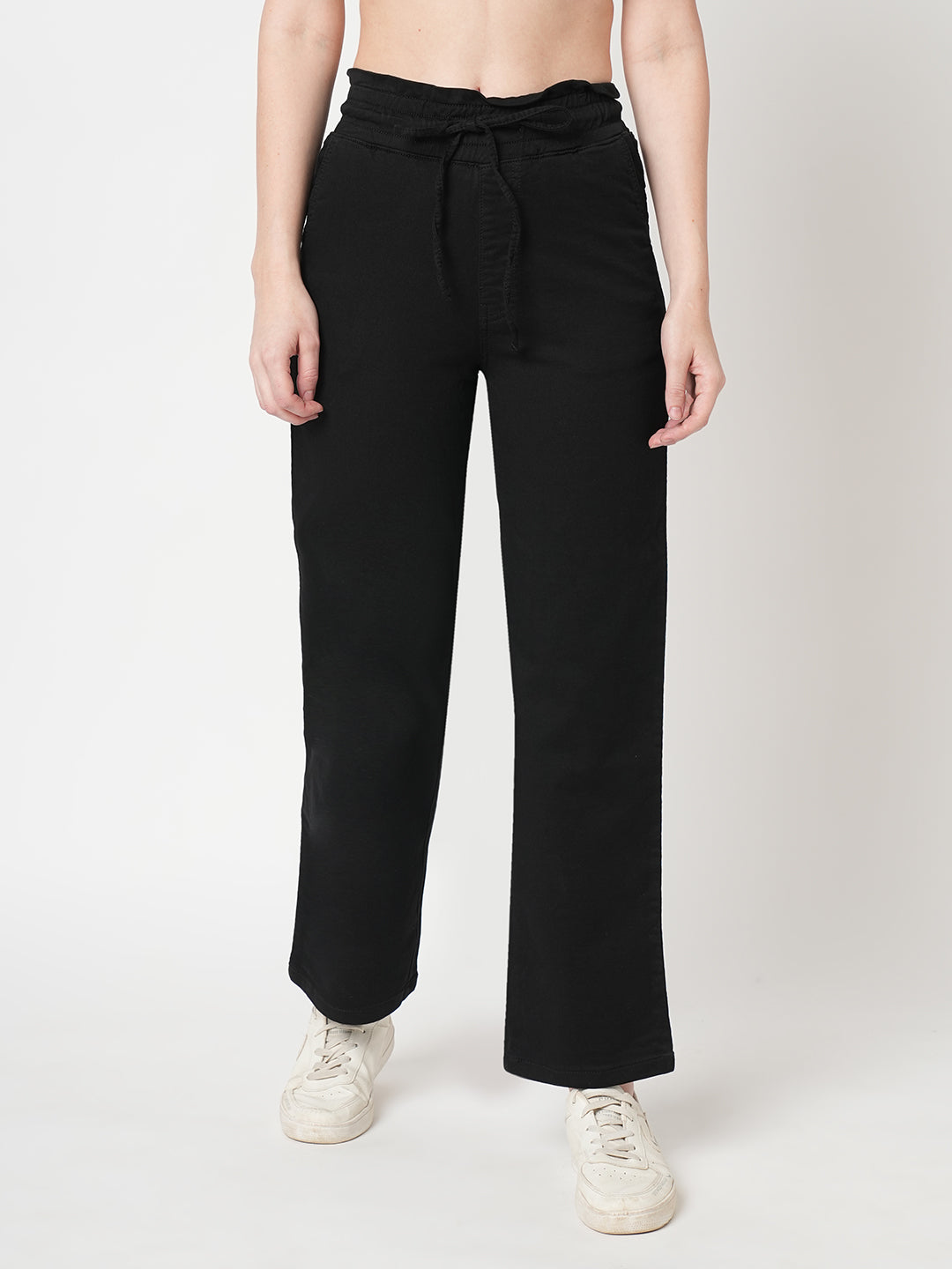 Women Black High-Rise Joggers