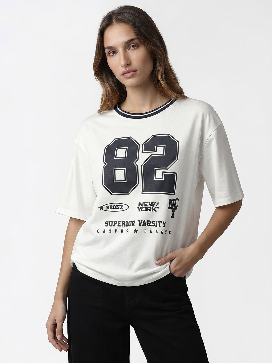 Women Off White Oversized T-Shirt