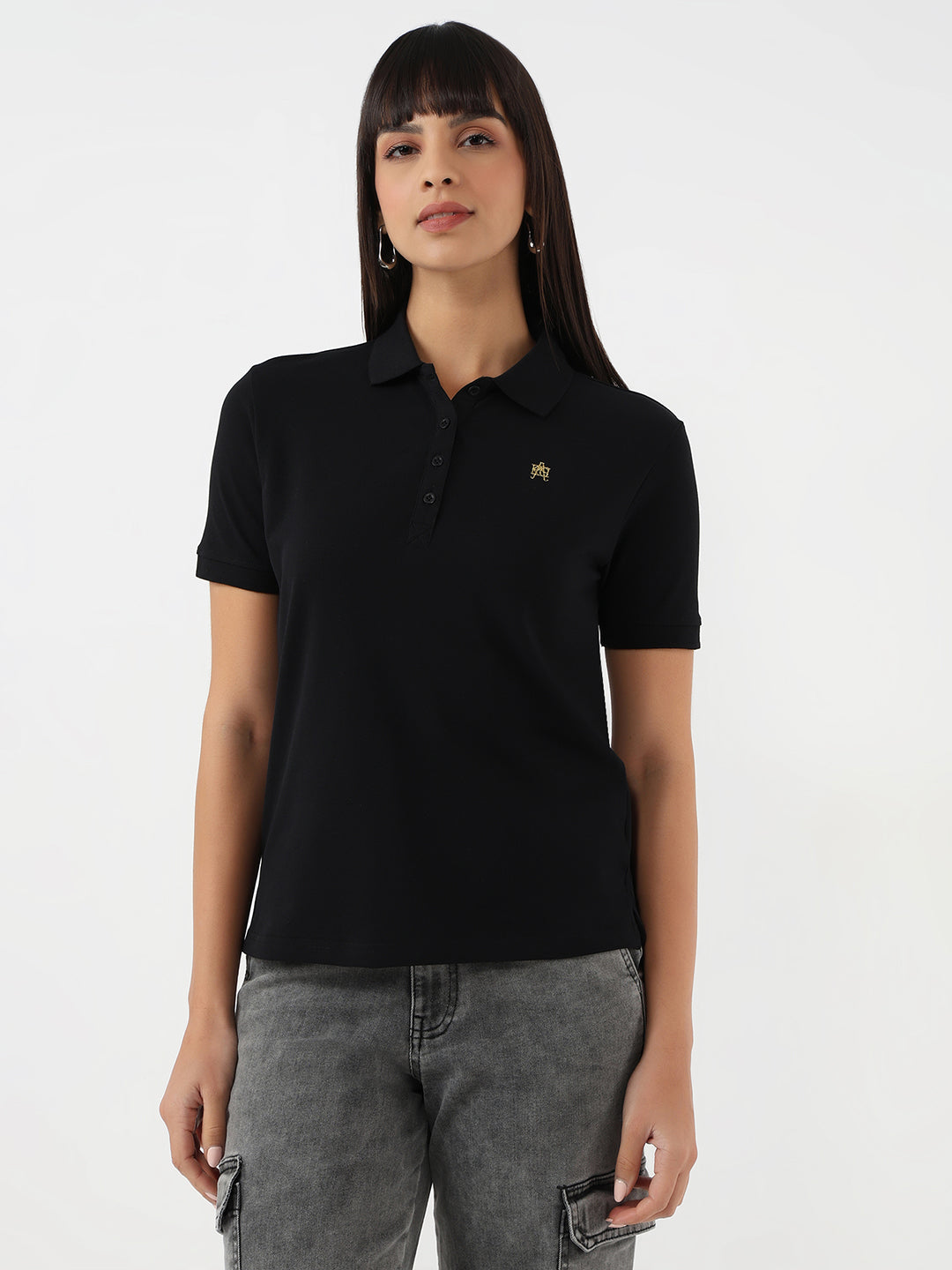 Women Black Slim Fit T-Shirt