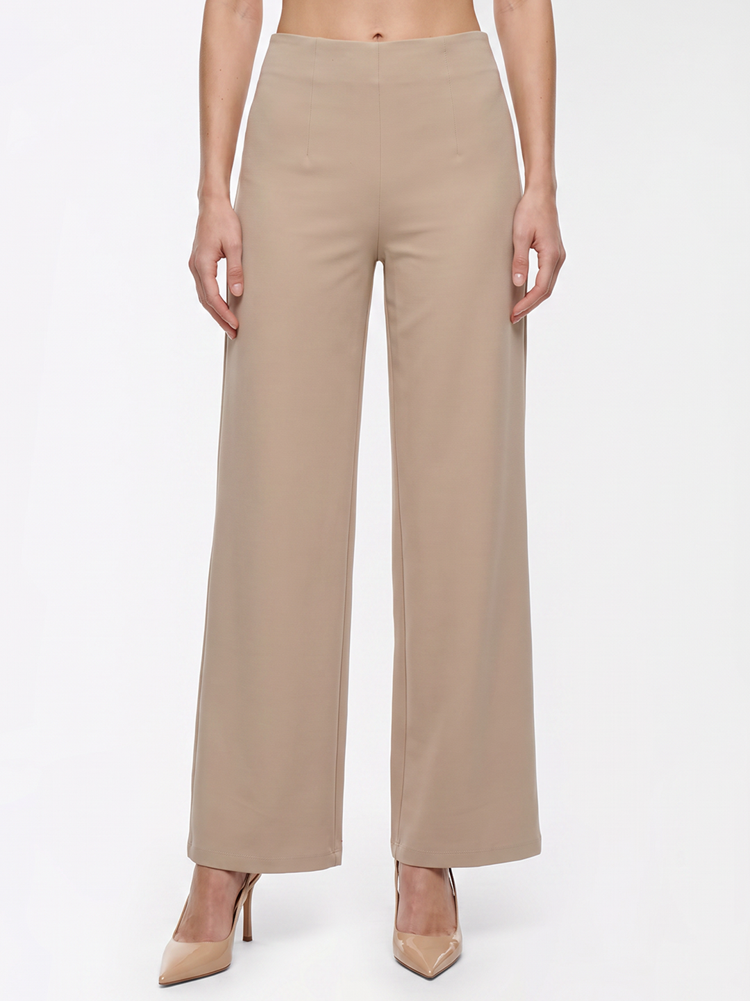 Women Beige Wide Leg Treggings