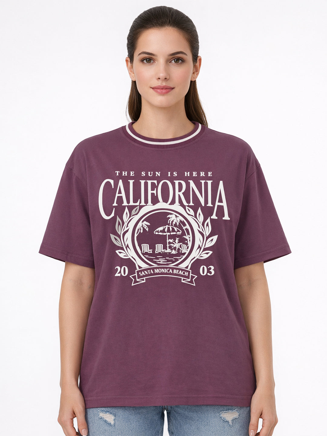 Women Mauve Oversized T-Shirt