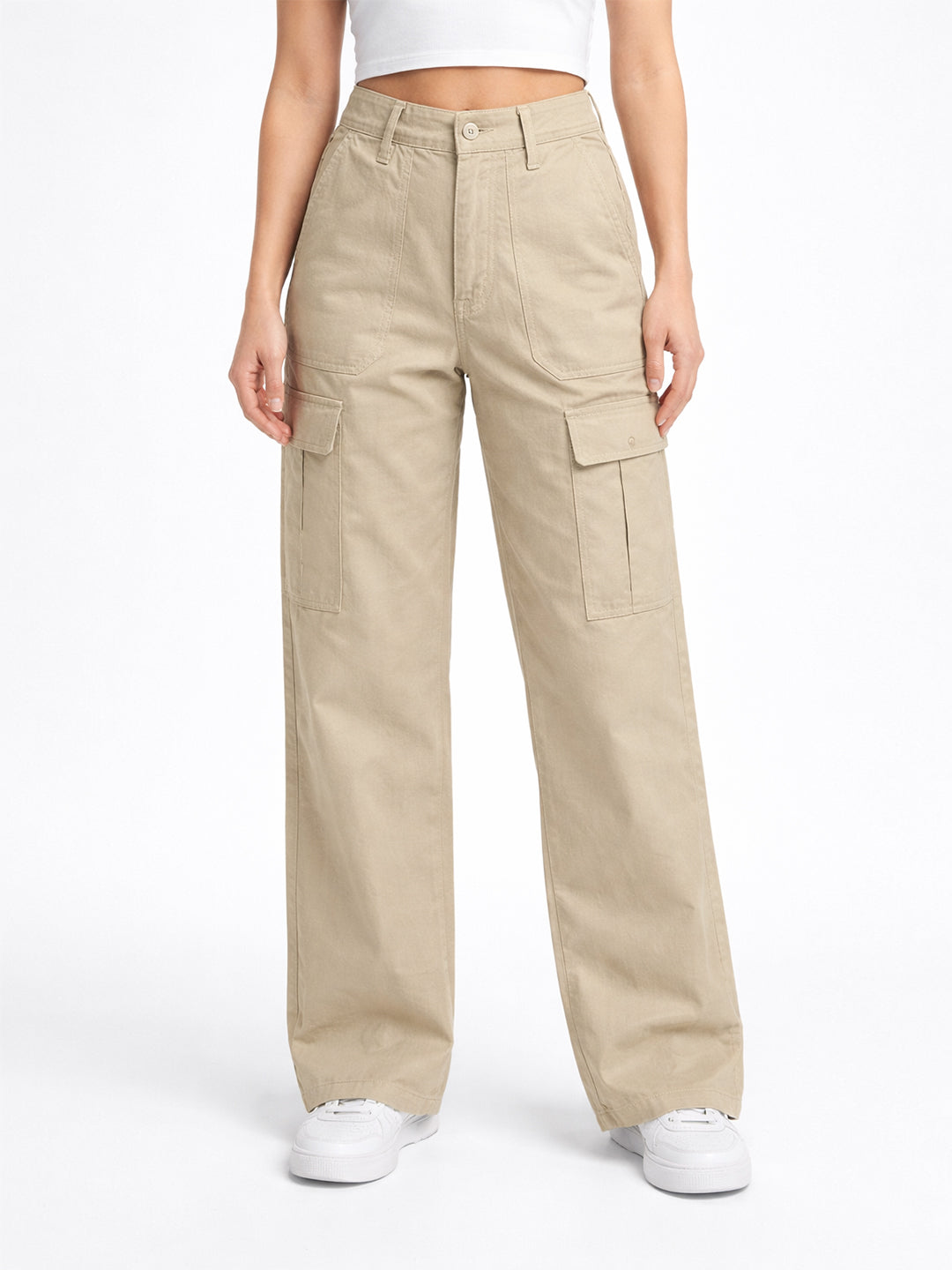 Women Beige Mid-Rise Cargo