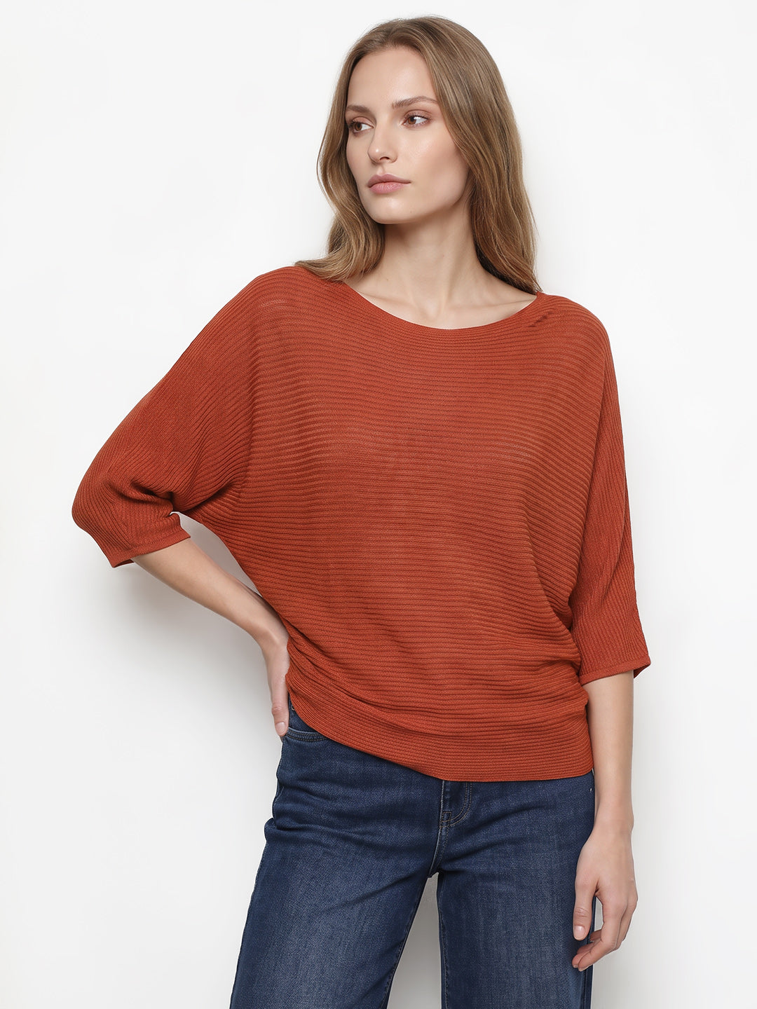 Women Burnt Orange Batsleeve Top